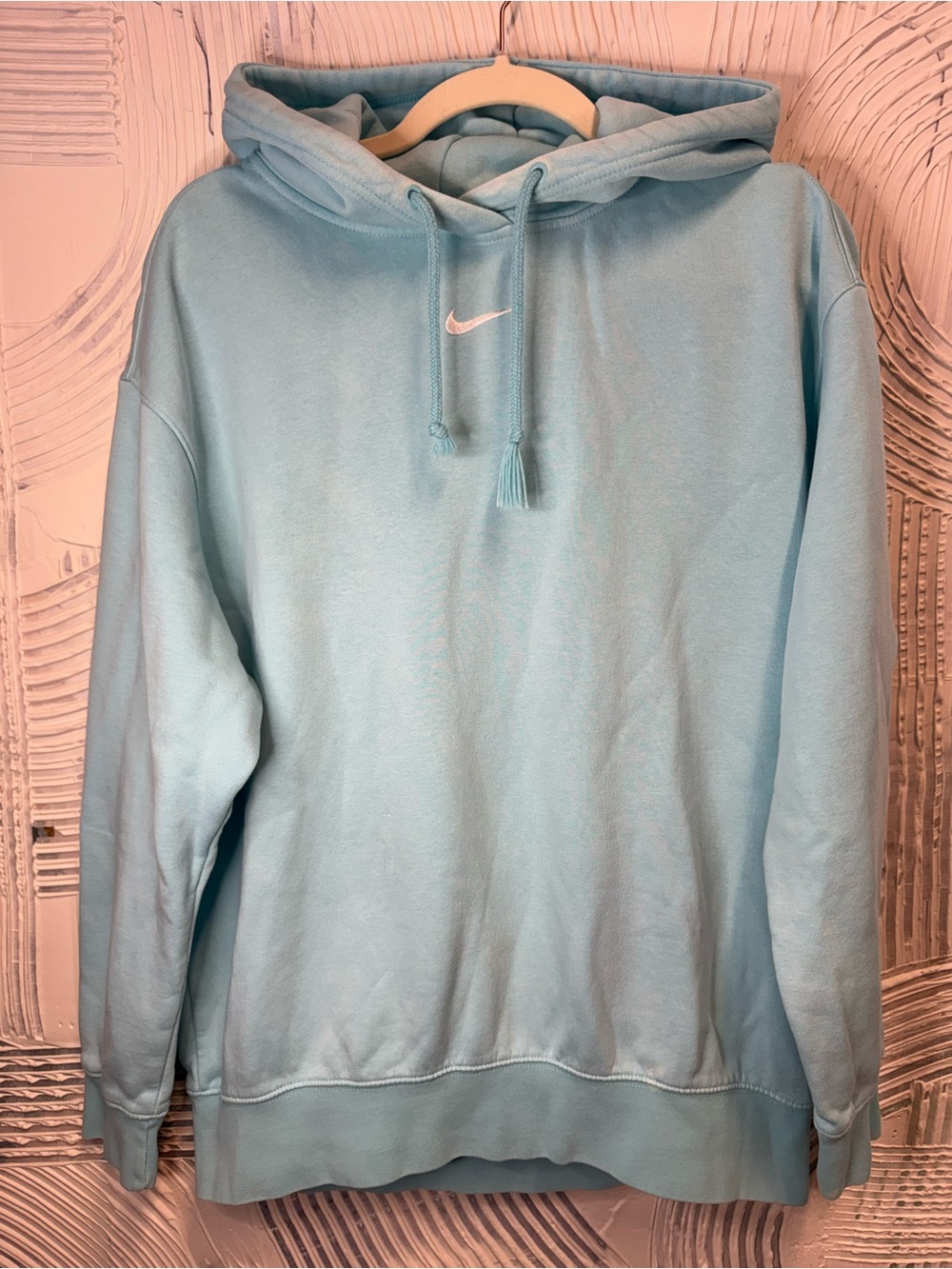 Nike Men’s Sky Blue and white Pullover Hoodie with White Swoosh